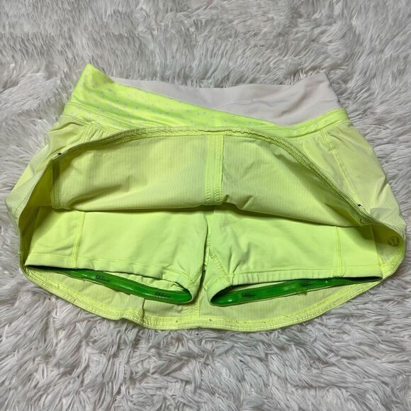 Lululemon Skirt Skort Size 4 Neon Green Built in Shorts Stretchy Mini Rare Find - Picture 2 of 9